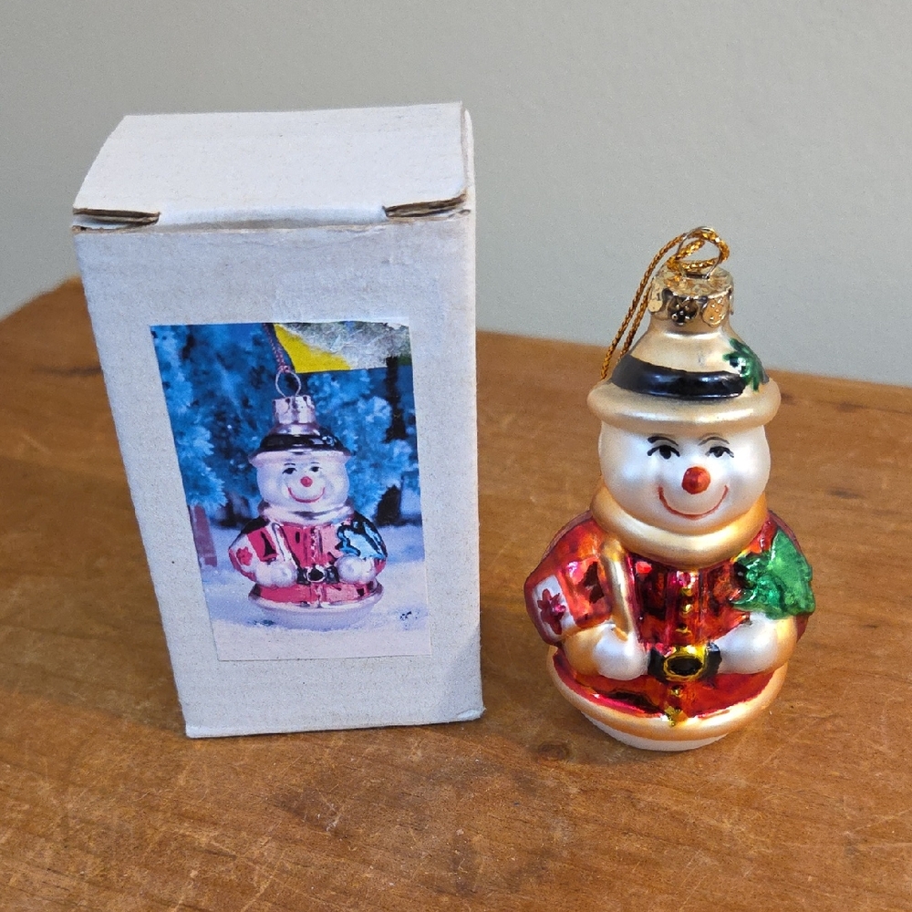 Regal Vintage Snowman Metallic Ornament with Gold and Red Accents **add On Item*